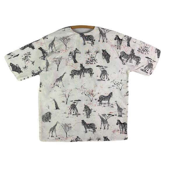 African Design Zebra Print with Decorative Collar Shirt Adult Size XL - Picture 4 of 7